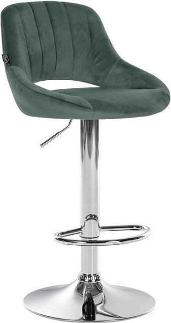 DELUKE Barhocker SEGAD mit Lehne aus Samt in Grün und Silber, B/T/H: 47 x 48 x 85 cm - Bild 1