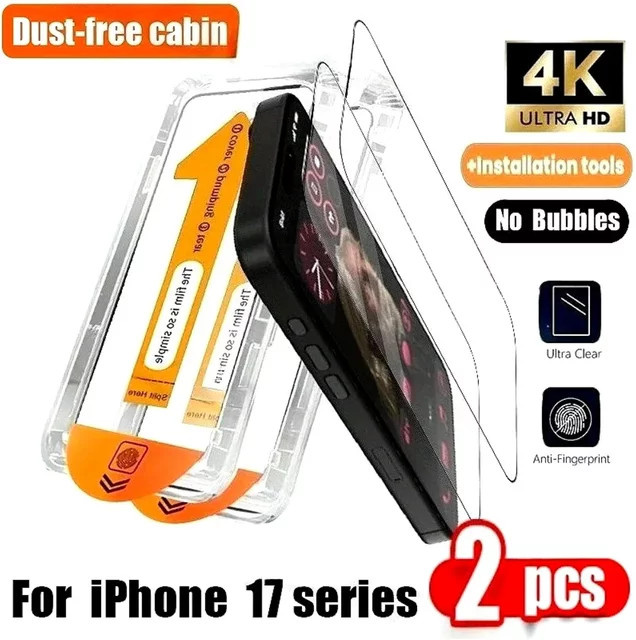DIXSG 2er Pack Ultra HD Panzerglas für iPhone 17 16 15 14 13 12 11 Pro Max Plus XR XS in Transparent - Bild 1
