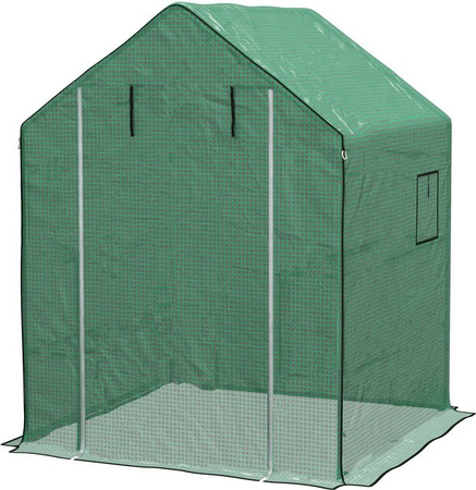 Outsunny Gewächshausfolie Ersatzfolie mit UV-Schutz, Seitenfenster und Rolltür aus PE-Folie für dein Tomatenhaus, grün, B/T/H: 140 x 143 x 190 cm