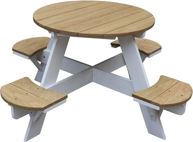 AXI UFO Picknicktisch aus Hemlock-Holz Rund Braun Weiß B/T/H: 120 x 120 x 56 cm - Bild 1