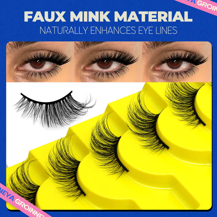 GROINNEYA Halbe Wimpern, Black, Natürlich, Unisex - Bild 4