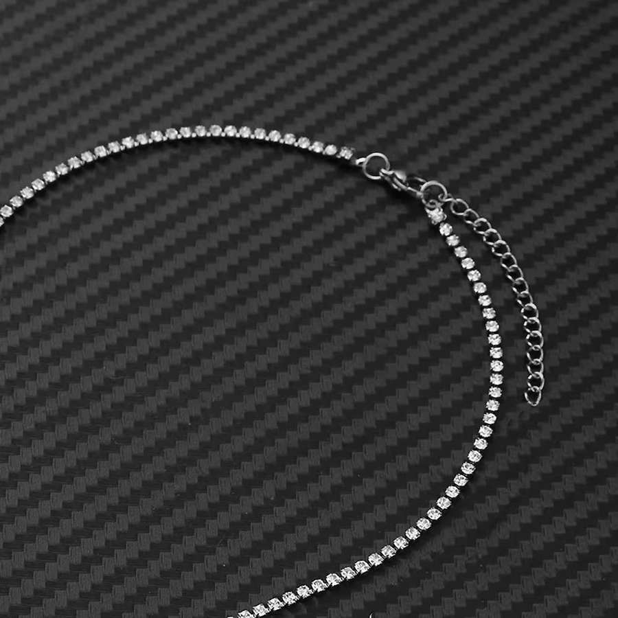 Tennis Kette Choker Halskette, Edelstahl, Silber, Kristall, Damen - Bild 3