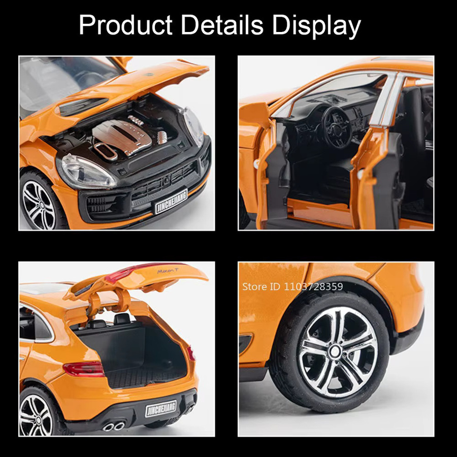 RMZ city Macan Taycan, Spielzeugmodell, 1:32, Metall, Licht, zurückziehbar - Bild 1