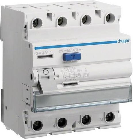 Hager FI-Schutzschalter CFA425D 4polig 25A 0,3A 400V - Bild 1