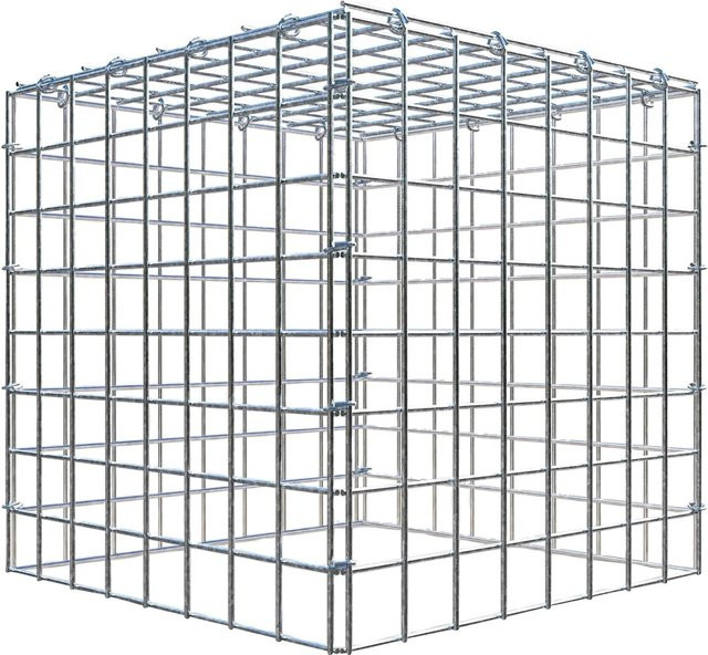 Gabiona C-Ring Anbaukorb Typ 3 in Silbergrau, B/T/H: 40 x 40 x 40 cm, Maschenweite 5 x 5 cm - Bild 1