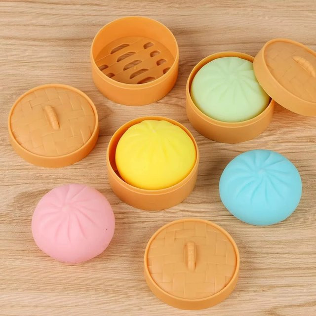 Imitiertes Gefülltes Brötchen und Grüner Apfel, Entspannungsspielzeug, Fidget Toy - Bild 1