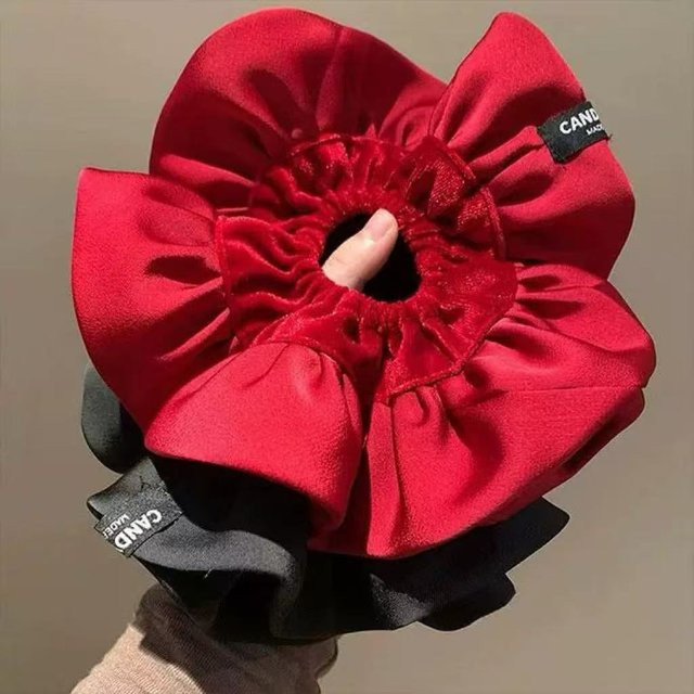 Haargummis aus Samt, Rot und Schwarz, Unisex - Bild 1