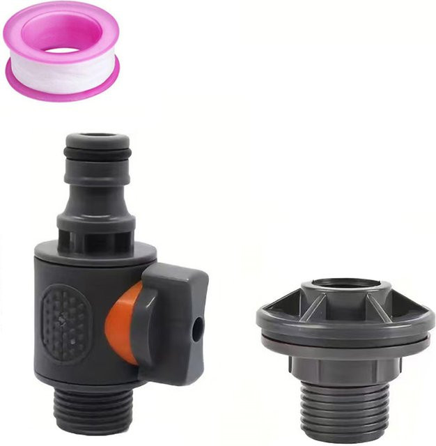 FLOWERS SPRAL Wasserhahn-Kit für Regentonnen mit 3/4 Zoll Anschluss und PVC-Dichtung in Schwarz - Bild 1