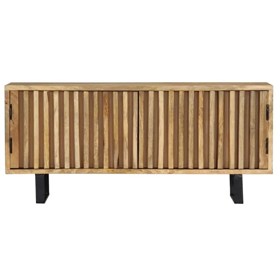 vidaXL TV-Schrank aus Mango-Massivholz und pulverbeschichtetem Eisen in Braun, B/T/H: 90 x 30 x 40 cm - Bild 2
