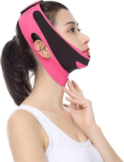 Chic Chroma Beauty Facelift-Bandage V-Linie, Damen, Schwarz/Rosa - Bild 1