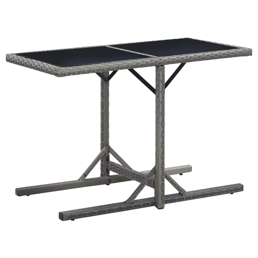 vidaXL Gartentisch aus Poly Rattan und Glas in Anthrazit, B/T/H: 110 x 53 x 72 cm - Bild 2