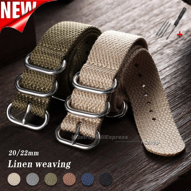HQstrap Uhrenarmband Textil/NATO, Schwarz, Unisex, 20 mm, 22 mm - Bild 1
