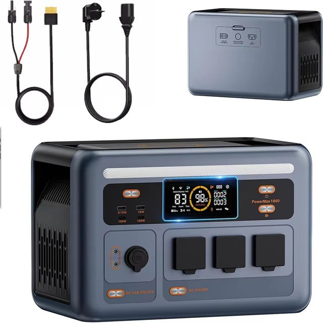OSCAL PowerMax1800SE Tragbare Powerstation mit 1800W Solargenerator, 1024Wh LiFePO4-Batterie und 230V Notstromversorgung für Outdoor, Camping und Zuhause - Bild 1