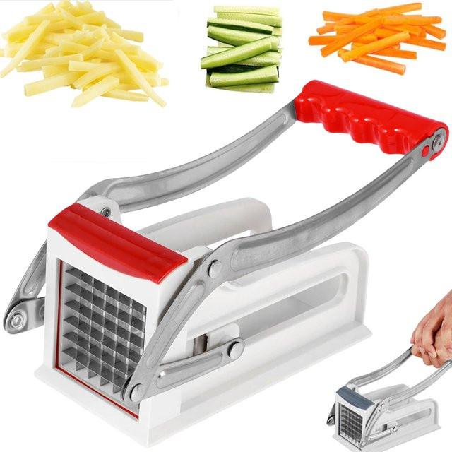 Manueller Willstar Kartoffelschneider und Pommes-Frites-Schneider aus Edelstahl in Rot - Bild 1