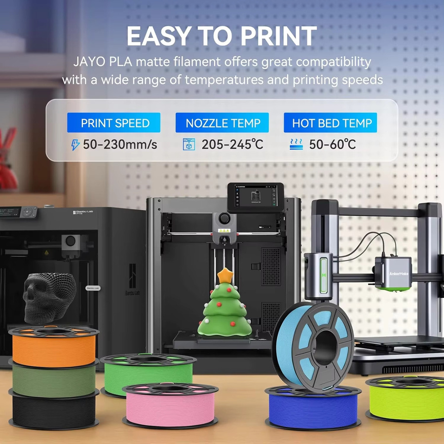 JAYO 20 Rollen 3D PLA Filament Matt Schwarz 1,75mm für FDM 3D-Drucker - Bild 3