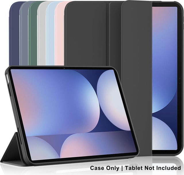 Samsung Tri-fold Flip Case für Galaxy Tab S7 S8 S9 FE S10 Plus 12.4 Zoll S9+ S10+ S8+ Magnetische Schutzhülle aus PU-Leder in Schwarz - Bild 1