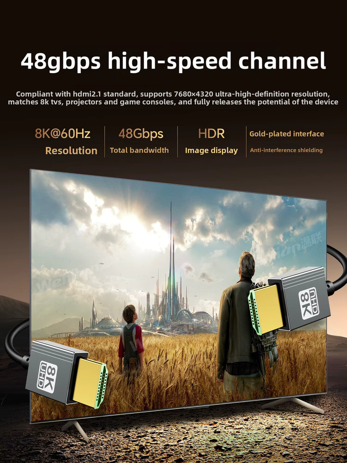 BSN HDMI 2.1 Silikon-Kabel in Schwarz mit rechtwinkligem Winkel für 8K, Kameras und Live-Streaming - Bild 2