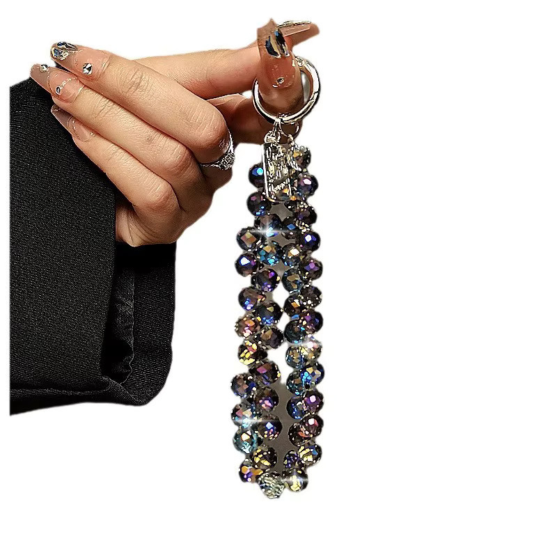 Funkelnde Handy-Handgelenksschlaufe mit Diamant-Kristallperlen in Lila und Multicolour für universelle Handyhüllen - Bild 2