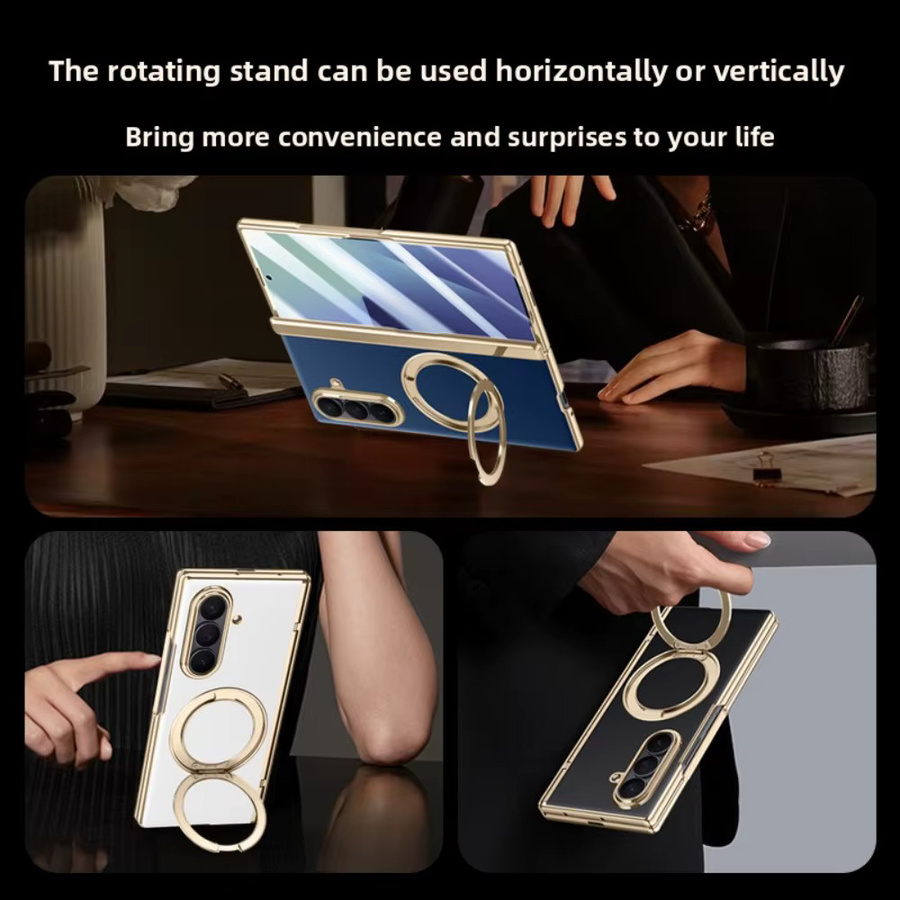 Magnetische Samsung Galaxy Z Fold 7 Handyhülle mit 360 Grad Rotation und HD Anti-Peep Displayschutz sowie Scharnierabdeckung in Schwarz oder Blau - Bild 4