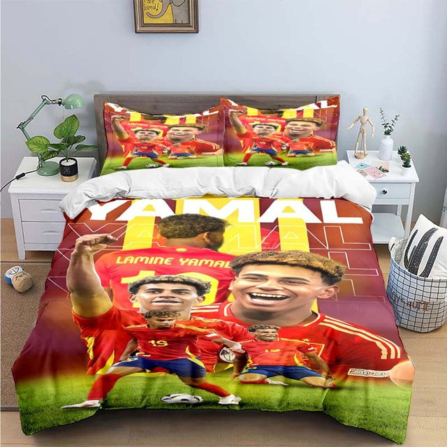 Gu Tao Bettwäsche-Set Spanien Fußball Lamine Yamal Design, Mehrfarbig, B/H: 200 x 230 cm - Bild 1