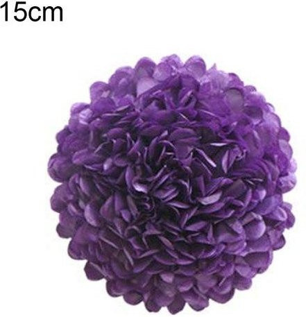 Amusedly Papier Pompoms Blumenkugeln für Party und Hochzeit, Violett, Durchmesser: 15 cm - Bild 1