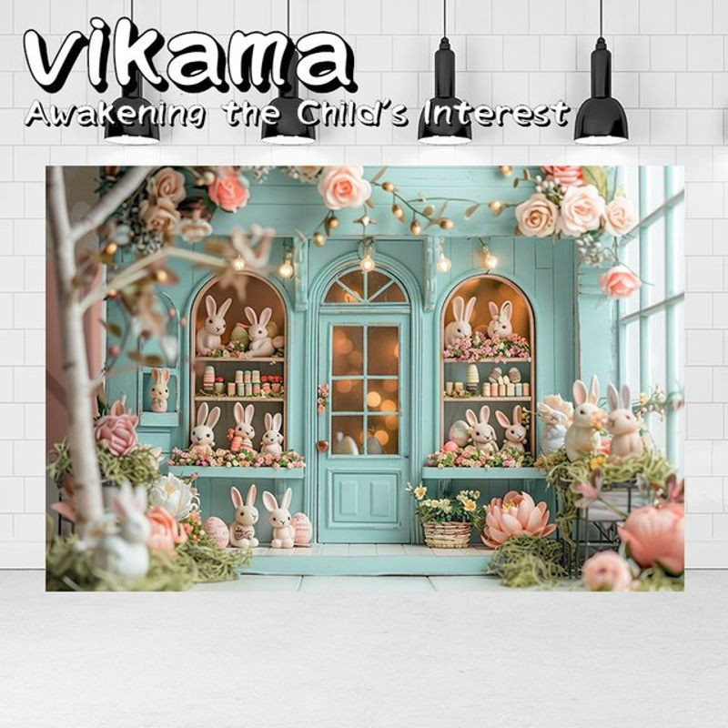 VIKAMA Wandteppich Osterhase Cottage-Dekor, mehrfarbiger Wandbehang im Landhausstil für Ostern und Kinderzimmer - Bild 1