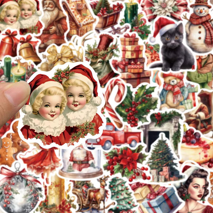 Charile Vintage Weihnachten Cartoon Aufkleber, multicolor, 10-teiliges Set - Bild 3