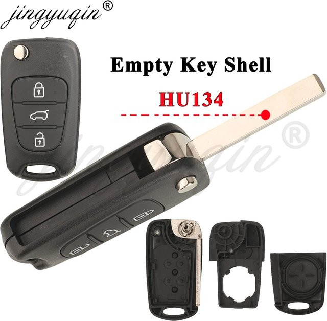 Jingyuqin Ersatzgehäuse für Kia Venga 2009-2014, 3 Tasten Flip Autoschlüssel Shell, Schwarz - Bild 1