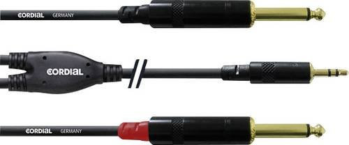 Cordial Audio Adapterkabel Schwarz mit 1x 3,5 mm Klinkenstecker auf 2x 6,35 mm Klinkenstecker, Länge: 6,00 m - Bild 1