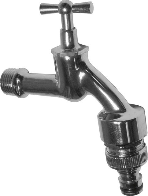 LUX-TOOLS Knebelauslaufventil aus Messing in Chrom-Optik, R 1/2, B/T/H: 110 x 105 x 30 mm - Bild 1
