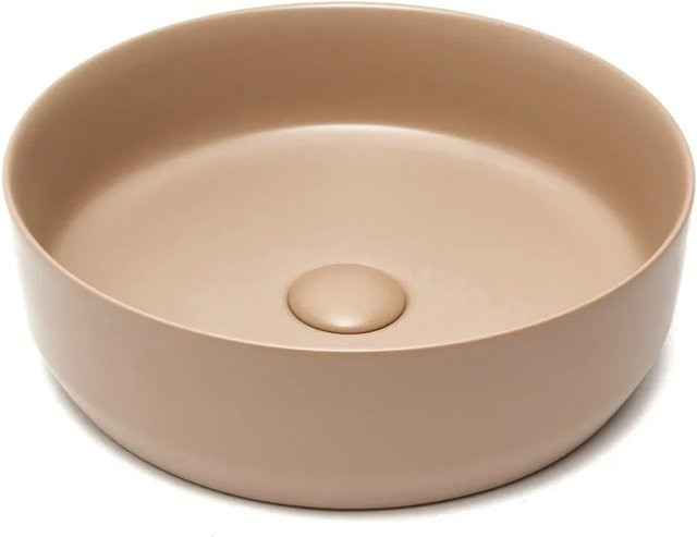 Swiss Aqua Technologies Waschschale rund in Braun Matt mit Ablaufgarnitur, Durchmesser: 39 cm, Höhe: 12 cm - Bild 1