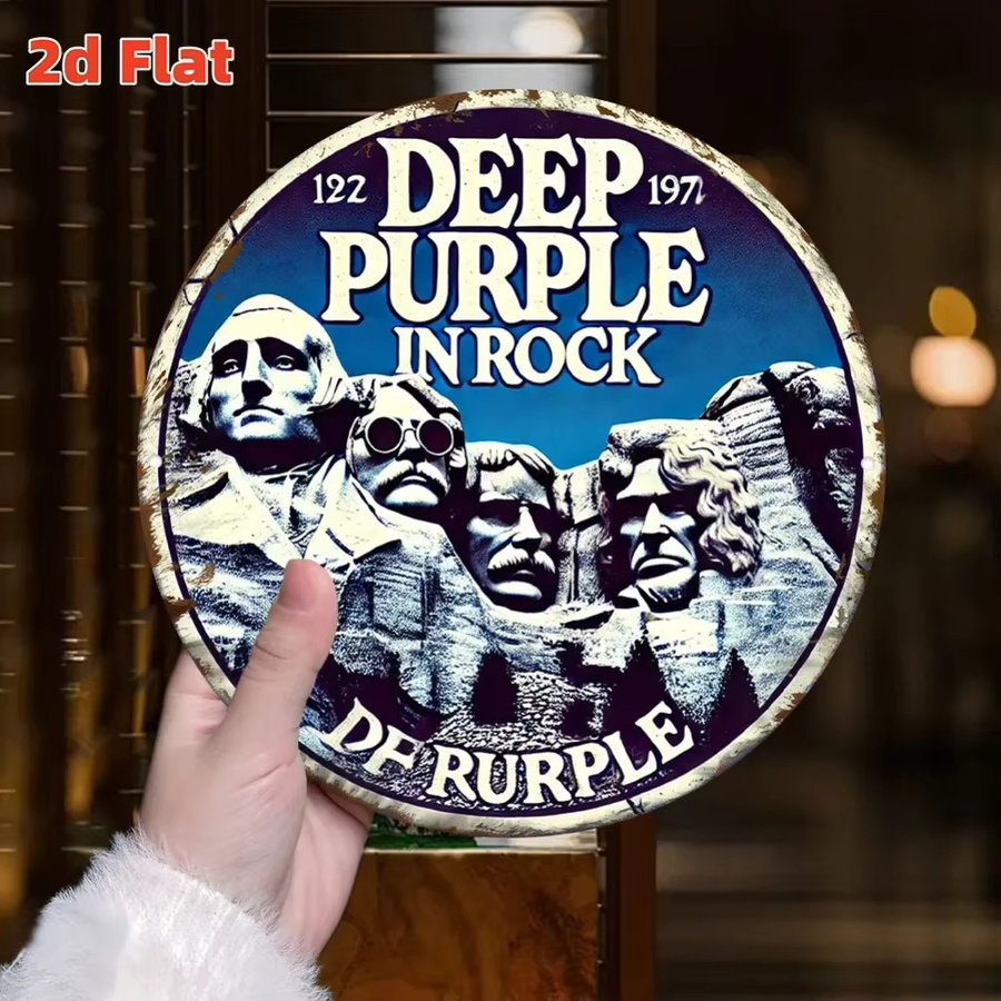 Potdemiel Metall-Wandkunst-Plakette Deep Purple Rock Vintage Design, B/H: 20,0 x 20,0 cm, Multicolour - Bild 3