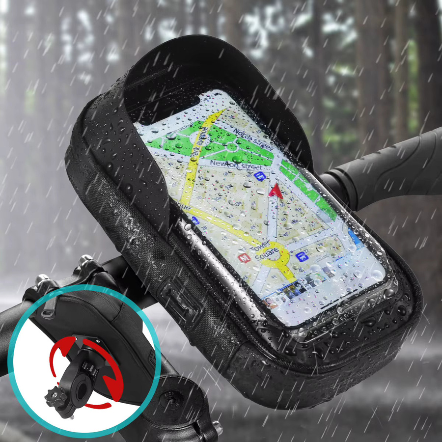 Wasserdichter Fahrrad-Telefonhalter für iPhone und Motorrad, 360 Grad drehbarer Handy-Hüllenrahmen in Schwarz - Bild 4