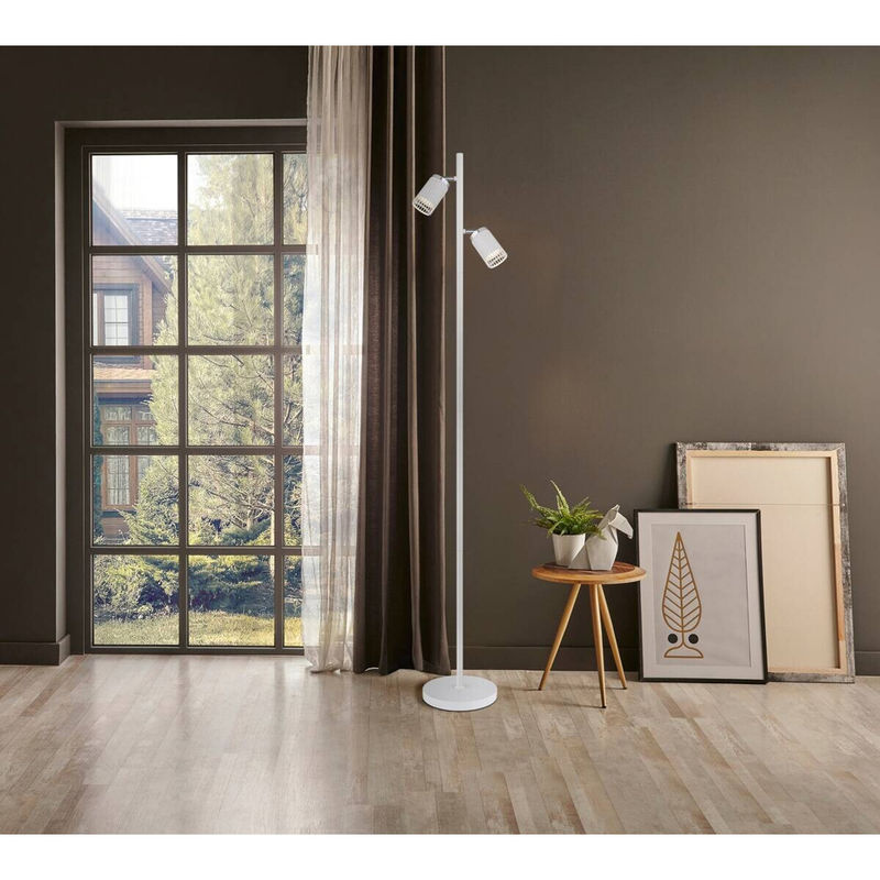 GLOBO Stehlampe in Weiß aus Aluminium und Metall mit 2 GU10 Brennstellen, B/T/H: 22 x 27,5 x 158 cm - Bild 2