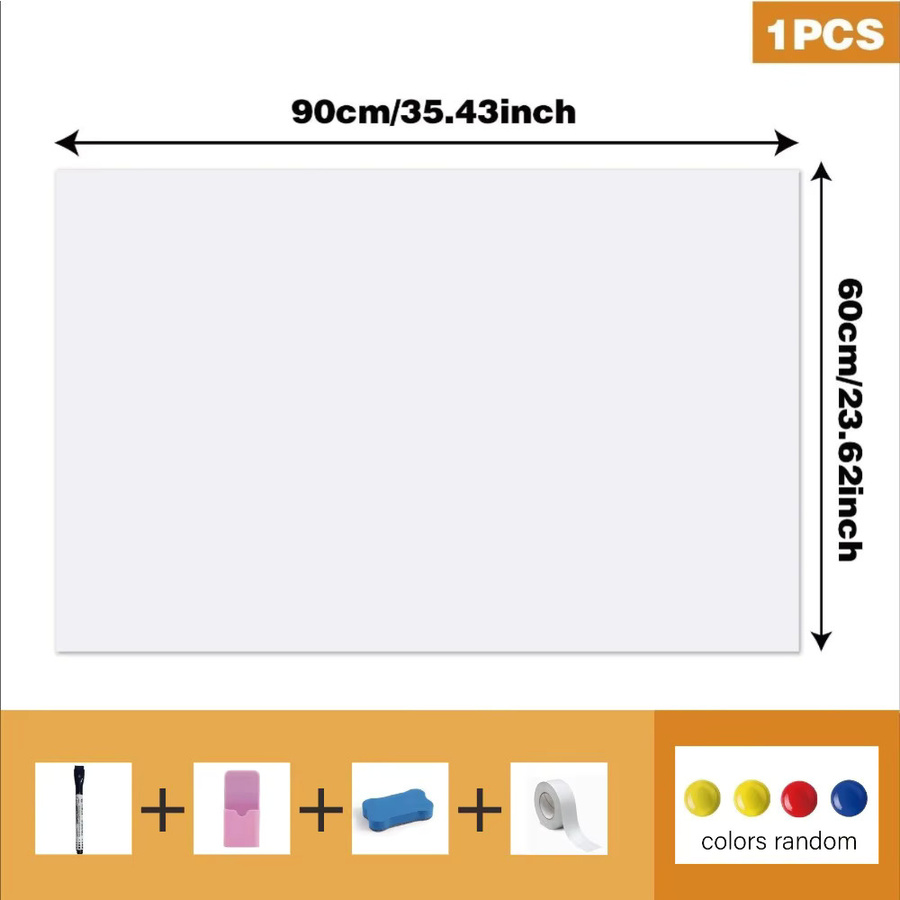Whiteboard-Set Weiß inklusive Stift, Radierer, Magnetnägel und Klebeband - Bild 1