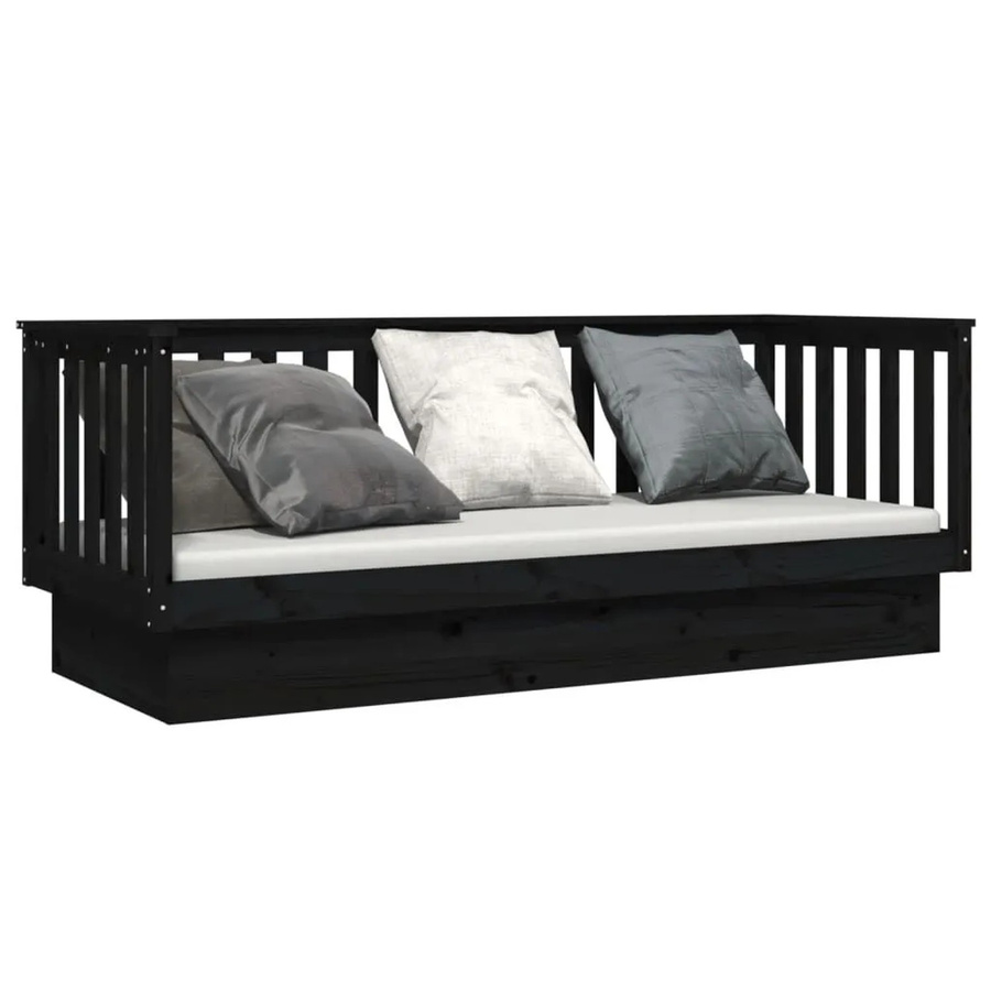 vidaXL Tagesbett aus Massivholz Kiefer in Schwarz, B/T/H: 76 x 197,5 x 82 cm - Bild 2