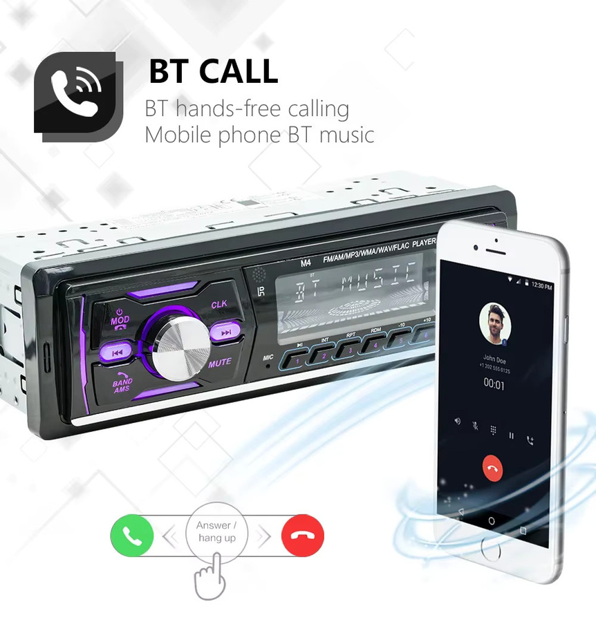 MOPECT DAB+ Autoradio MP3-Player mit Bluetooth, USB, TF, AUX-IN, FM/AM, RDS und 7-farbiger Beleuchtung in Schwarz - Bild 4