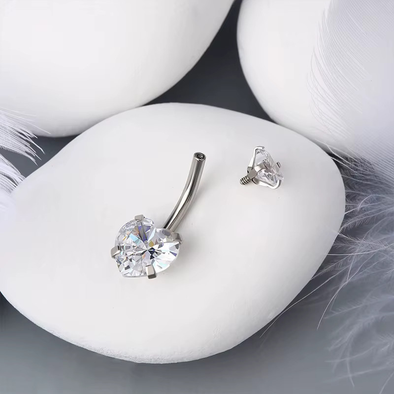 mling Bauchnabelpiercing Herz, Edelstahl, Zirkonia, Unisex - Bild 2