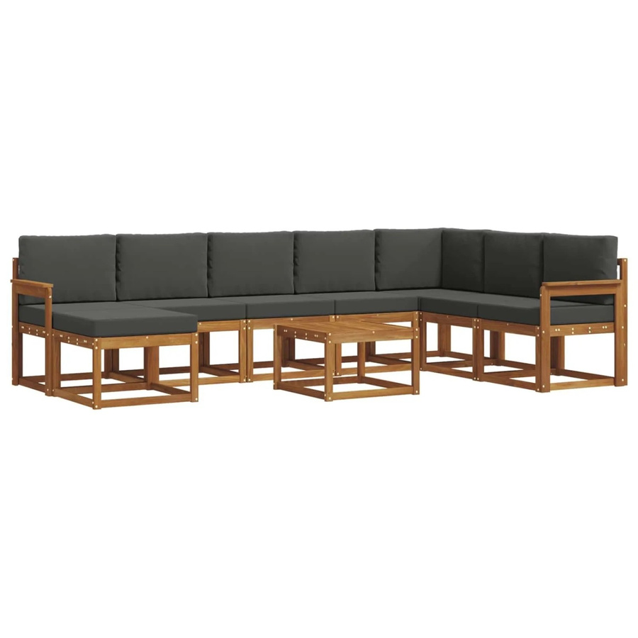 vidaXL Outdoor-Sofagarnitur 9-teilig aus Akazienholz mit Kissen in Anthrazit und Natur - Bild 2