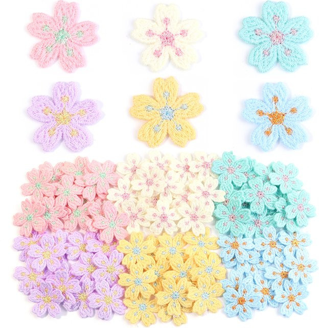 20 Stück bestickte Blumen-Applikationen in Blau und Multicolour, Durchmesser: 2,4 cm, Aufnäher für DIY-Projekte, Kleidung und Dekoration - Bild 1