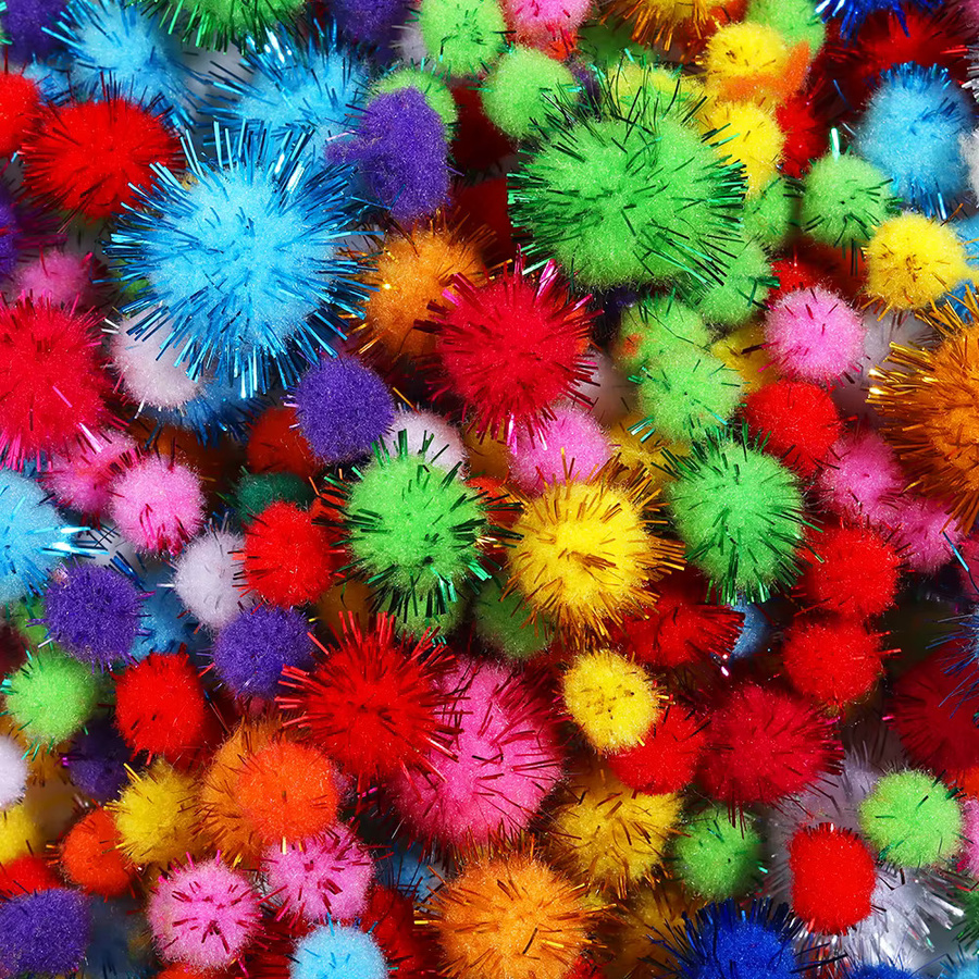 Bunte Glitzer Pompoms aus weichem Plüsch für DIY Bastelarbeiten und Weihnachtsdekoration, Multicolor, 10-35g - Bild 4