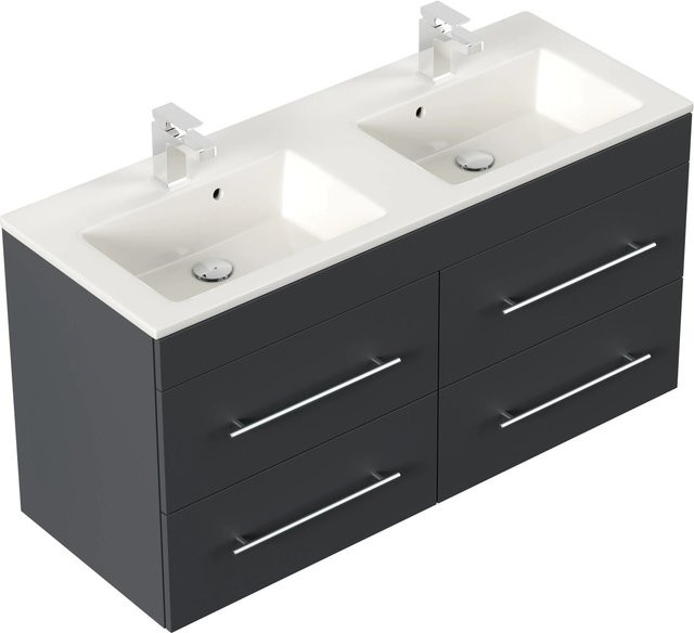 Posseik Badmöbel Homeline 120 in Grafit mit Keramikwaschbecken B/T/H: 120 x 46 x 61,8 cm - Bild 1