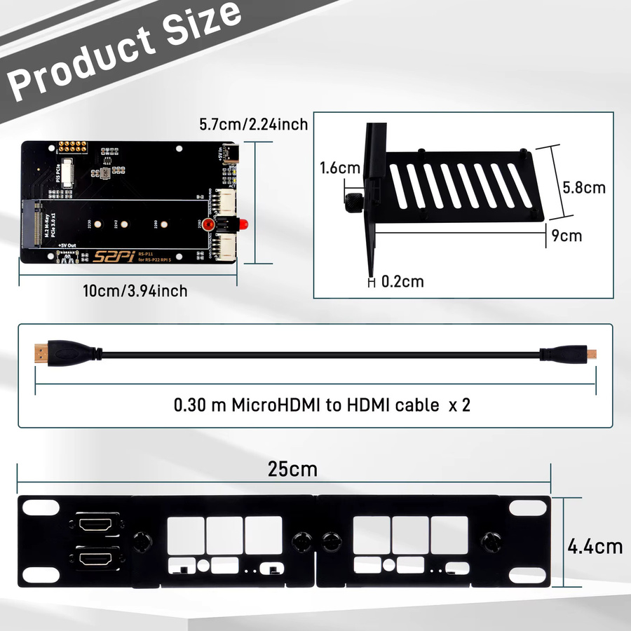 DeskPi Rackmate 10-Zoll 1U Rack-Gehäuse in Schwarz mit 2 PCIE NVME Boards für Raspberry Pi 5 und Unterstützung für M.2 NVMe SSDs - Bild 4