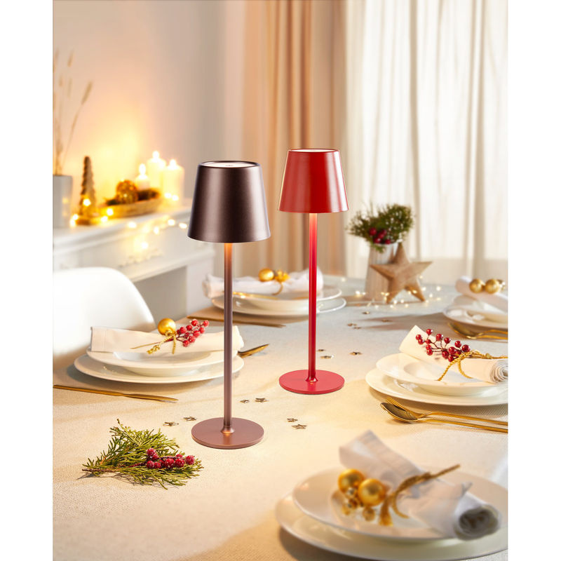Dimmbare LED-Tischlampe genialo in Braun mit Touch-Funktion und USB-Anschluss im minimalistischen Metalldesign - Bild 4