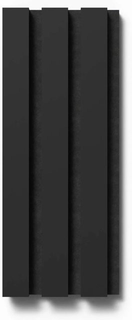 Denpanels Akustikpaneel mit Linoleum Nero und Akustikfilz in Schwarz mit Streifenoptik im skandinavischen Stil, Breite: 29,5 cm, Höhe: 15 cm - Bild 1