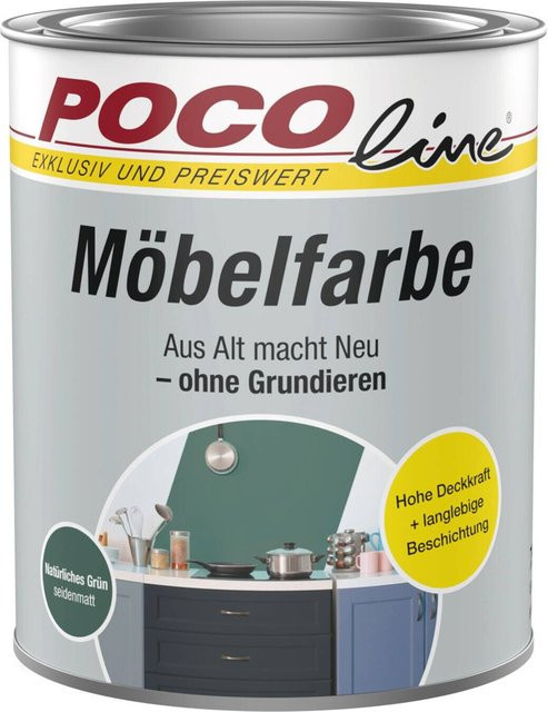 POCOline Buntlack für Holz in Grün, wasserbasiert, satin-matt, 0,75 l - Bild 1