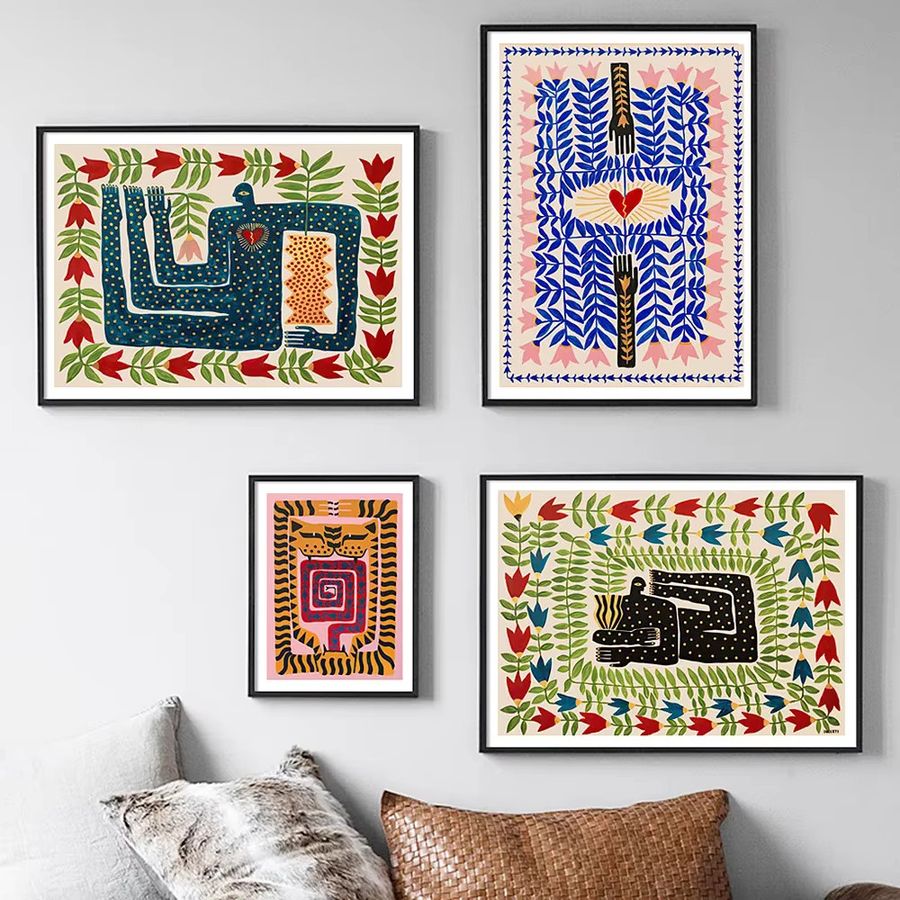 Potdemiel Boho Wandkunstdruck Leinwand mit Altes Ägypten, Tiger und Leopard in Multicolor - Bild 3