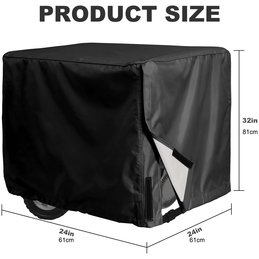 UV-beständige Generatorabdeckung aus Polyester in Schwarz für 5000–10.000 Watt, B/T/H: 81,28 x 60,96 x 60,96 cm - Bild 2