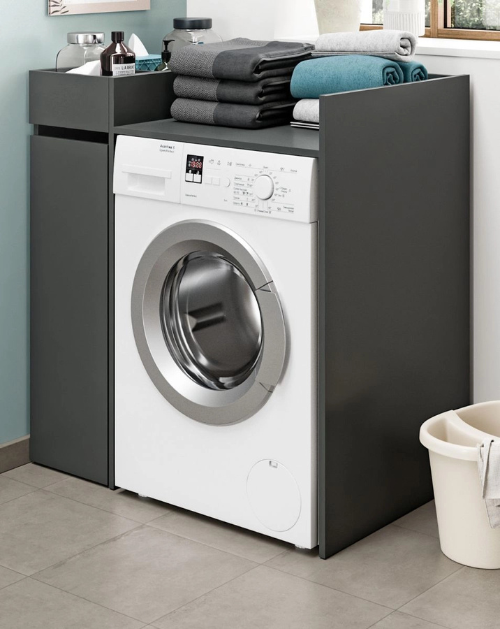 Waschmaschinenumbau Set Flexy in Grau, modern mit Türen und Regalfächern, B/H: 95 x 101 cm - Bild 1