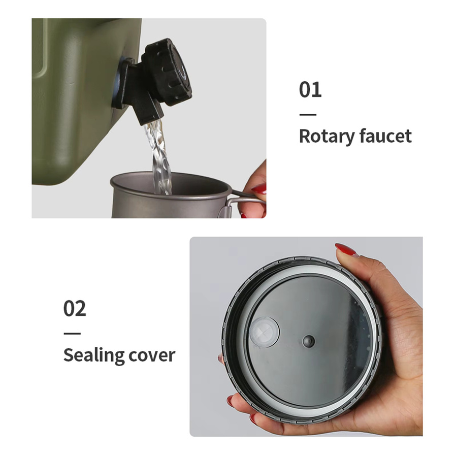 APWIKOGER Tragbarer Camping-Wasserbehälter mit Zapfhahn und Seifenspender, 20 l, Grün, BPA-freier Wassertank für Outdoor und Auto - Bild 6